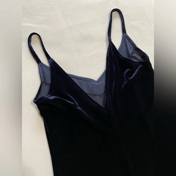 Vintage 90s Navy Velvet Mini Dress Y2K Slip Dress Party Goth Fairy Grunge Size M - Picture 10 of 12